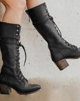 Women’s Fashion Block Heel Lace-Up Knee-High Boots