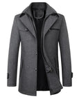 Men’s Timeless Functional Long Button Overcoat for Winter
