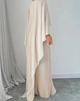 Women’s Elegant Flowing Pleated Cape Maxi Dress