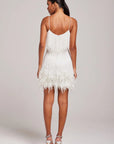 Women’s Fashion Modern Cocktail Dress with Fringe Feathers