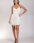 Women’s Fashion Modern Cocktail Dress with Fringe Feathers
