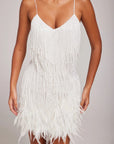Women’s Fashion Modern Cocktail Dress with Fringe Feathers
