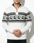 Men’s Nordic Pattern Fair Isle Half-Zip Knit Sweater