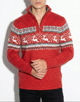 Men’s Nordic Pattern Fair Isle Half-Zip Knit Sweater