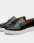 Nimbaro | Double Buckle Croc Loafers
