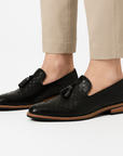 Nimbaro | Valtieri Woven Leather Tassel Loafers For Men