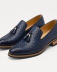 Nimbaro | Valtieri Woven Leather Tassel Loafers For Men