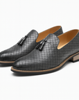 Nimbaro | Valtieri Woven Leather Tassel Loafers For Men