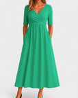 Women’s Formal V-Neck Flattering Midi Dress