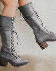 Women’s Fashion Block Heel Lace-Up Knee-High Boots