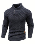 Men's Thick Knitted Buttons Thermal Sweater with High Neckline