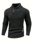 Men's Thick Knitted Buttons Thermal Sweater with High Neckline
