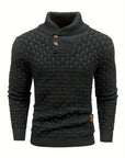 Men's Thick Knitted Buttons Thermal Sweater with High Neckline