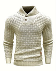 Men's Thick Knitted Buttons Thermal Sweater with High Neckline