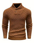 Men's Thick Knitted Buttons Thermal Sweater with High Neckline