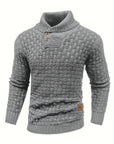 Men's Thick Knitted Buttons Thermal Sweater with High Neckline