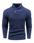 Men's Thick Knitted Buttons Thermal Sweater with High Neckline