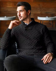 Men's Thick Knitted Buttons Thermal Sweater with High Neckline