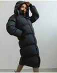Women’s Streetwear Layer Hooded Long Puffer Coat