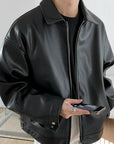 Men’s Minimalist Buttoned Oversized Bomber Jacket