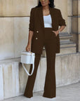Women's Elegant Business Formal Suit Set with Long Button Blazer and Trouser