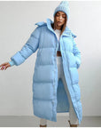Women’s Streetwear Layer Hooded Long Puffer Coat