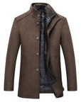 Men's Winter Formal Jacket with Stand Collar and Elegant Button