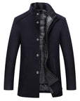 Men's Winter Formal Jacket with Stand Collar and Elegant Button