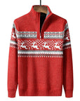 Men’s Nordic Pattern Fair Isle Half-Zip Knit Sweater
