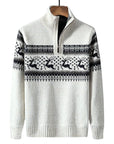 Men’s Nordic Pattern Fair Isle Half-Zip Knit Sweater