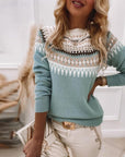Women’s Patterned Knit Crew Neck Sweater