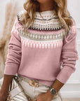 Women’s Patterned Knit Crew Neck Sweater