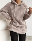 Women's Timeless Long Teddy Sleeves Hooded Sweatshirt