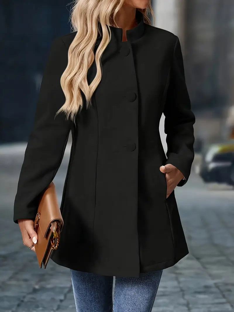 Women’s Stand Collar Button Coat