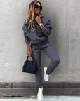 Women’s Modern Athletic Two Piece Tracksuit - Hoodie and Joggers Set