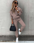 Women’s Modern Athletic Two Piece Tracksuit - Hoodie and Joggers Set