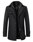 Men’s Timeless Functional Long Button Overcoat for Winter