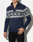 Men’s  Nordic Pattern Fair Isle Half-Zip Knit Sweater
