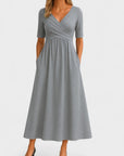 Women’s Formal V-Neck Flattering Midi Dress