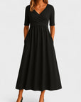 Women’s Formal V-Neck Flattering Midi Dress