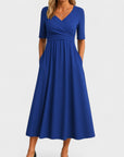 Women’s Formal V-Neck Flattering Midi Dress