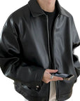 Men’s Minimalist Buttoned Oversized Bomber Jacket