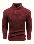 Men's Thick Knitted Buttons Thermal Sweater with High Neckline