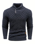 Men's Thick Knitted Buttons Thermal Sweater with High Neckline