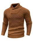 Men's Thick Knitted Buttons Thermal Sweater with High Neckline