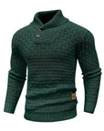 Men's Thick Knitted Buttons Thermal Sweater with High Neckline