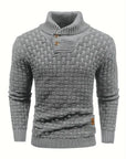 Men's Thick Knitted Buttons Thermal Sweater with High Neckline