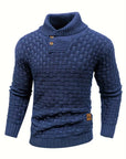 Men's Thick Knitted Buttons Thermal Sweater with High Neckline