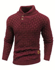 Men's Thick Knitted Buttons Thermal Sweater with High Neckline