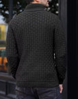 Men's Thick Knitted Buttons Thermal Sweater with High Neckline